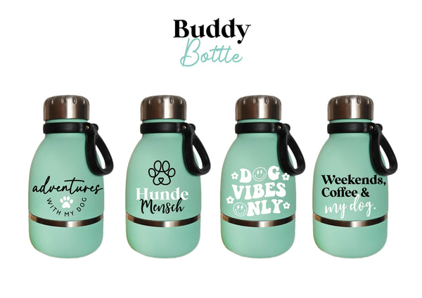 Buddy Bottle Jungle Green - Edelstahlflasche mit Hundenapf