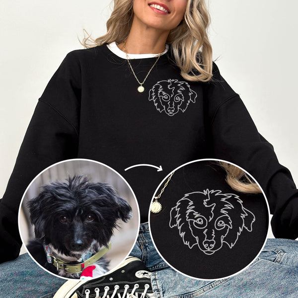 Sweatshirt Black - Custom Dog Lineart