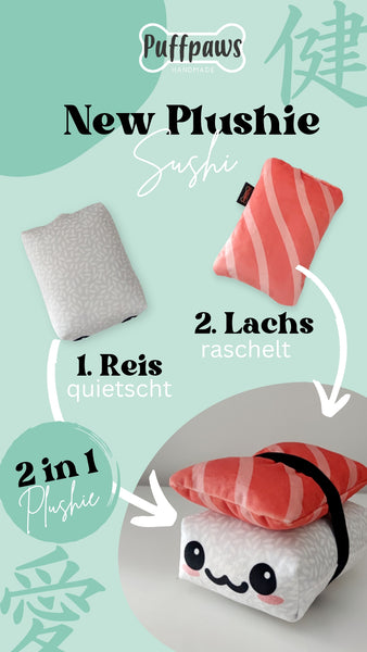 Hundespielzeug 2in1  -  Lachs Sushi