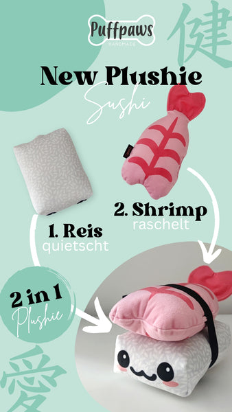 Hundespielzeug 2in1  -  Shrimp Sushi