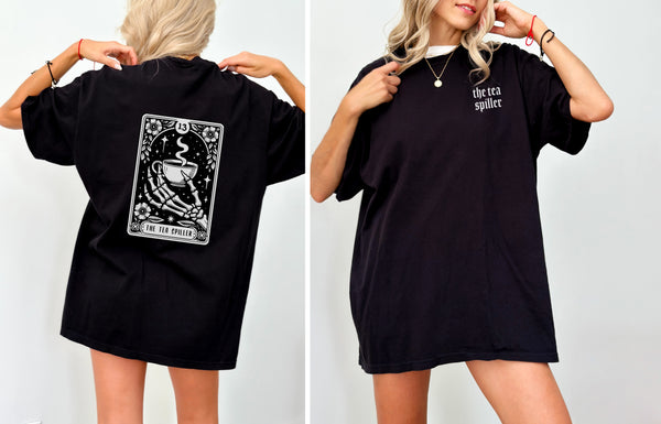 T-Shirt Bio Baumwolle True Black  - Tarot Tea Spiller