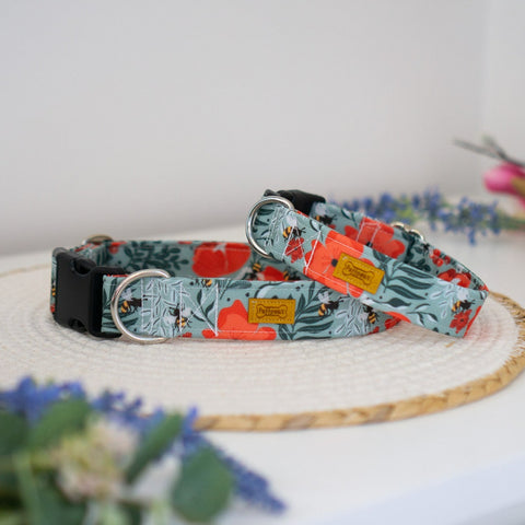 Halsband Waterproof - Poppies and Bees