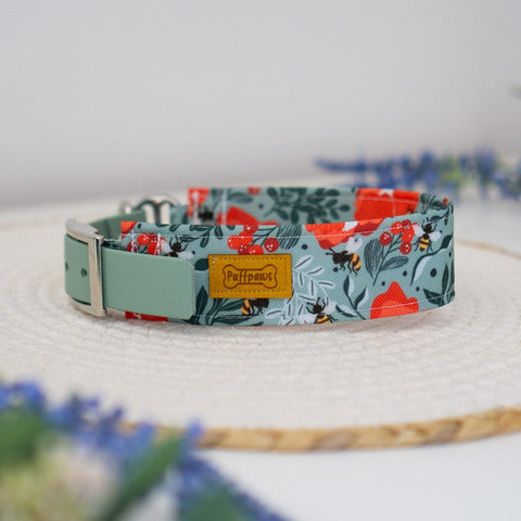 Hundehalsband  Mix - Poppies and Bees x Sage