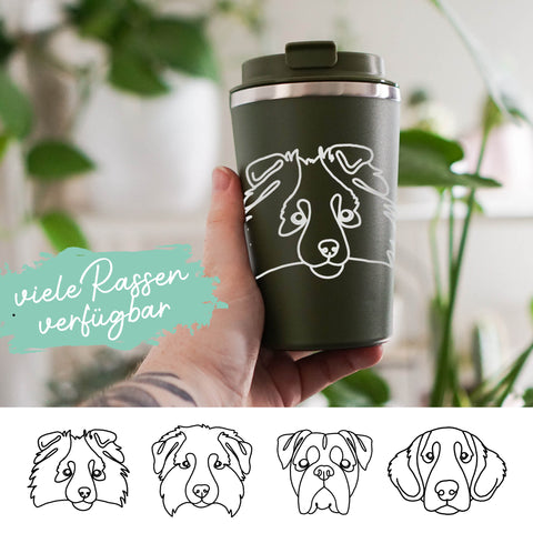 Hot & Cold Tumbler 350ml moss green - Dog Lineart