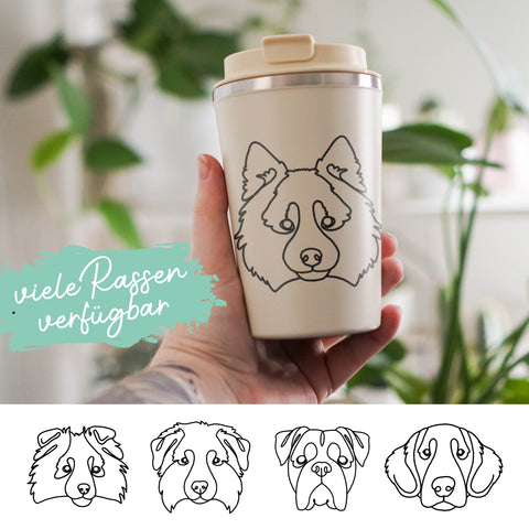 Hot & Cold Tumbler 350ml beige - Dog Lineart