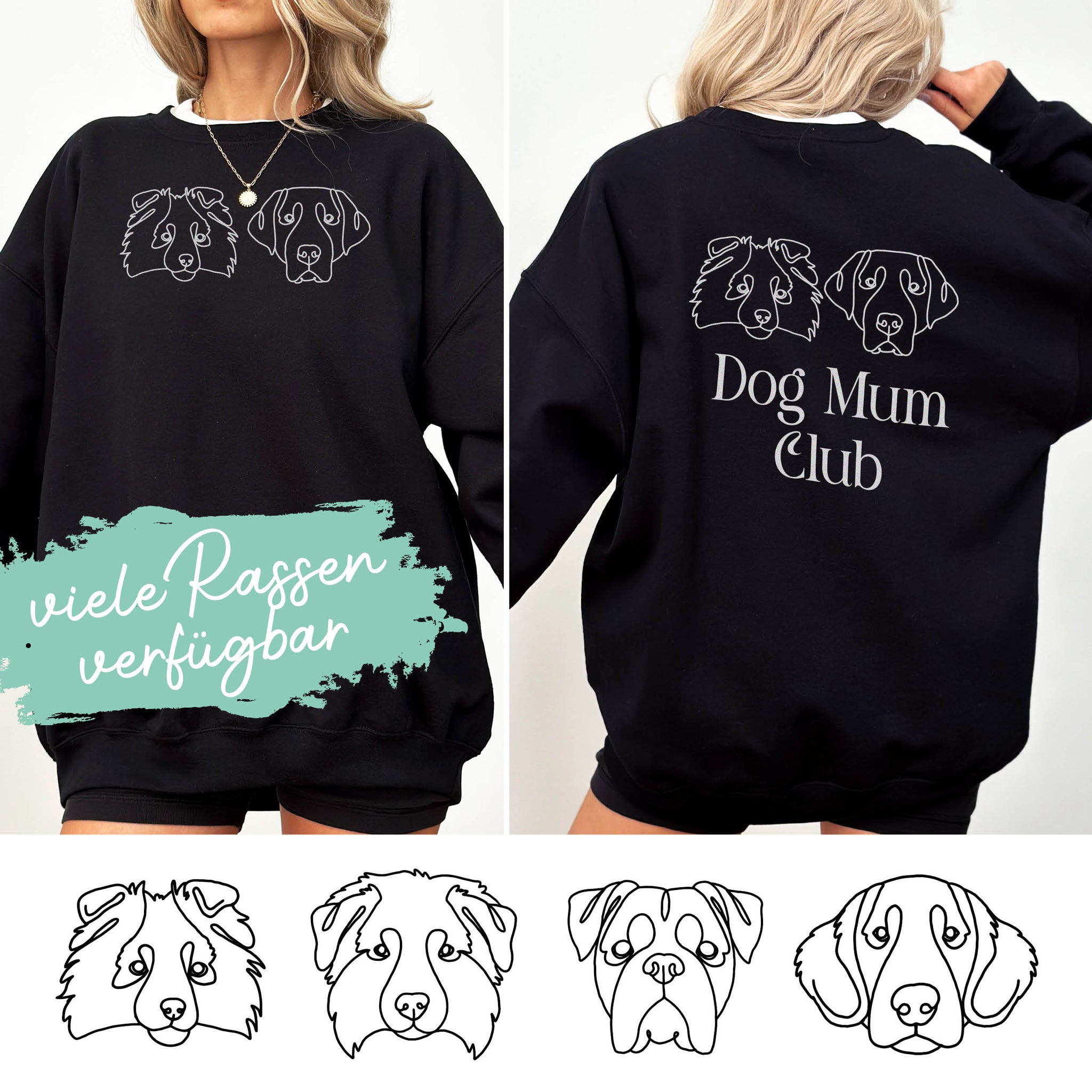 Sweatshirt Black - Dog Mum Club (two breeds)