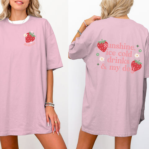 T-Shirt Bio Baumwolle Rose  - Doglover Strawberry