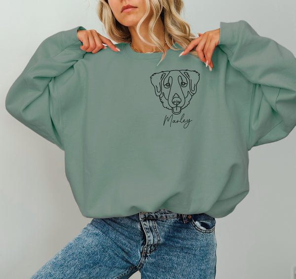 Sweatshirt Dusty Mint - Custom Dog Lineart